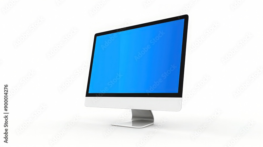 Sleek Modern Computer Monitor Displaying Blue Sleek Modern Computer Monitor Displaying Blue