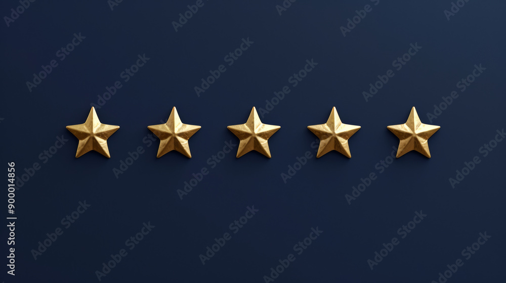 Five golden stars on dark blue background Five golden stars on dark blue background