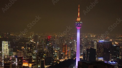 Wallpaper Mural Kuala Lumpur, Malaysia - September 11, 2022: Aerial view of Illuminated Menara Kuala Lumpur Tower and night panorama of the city. Torontodigital.ca