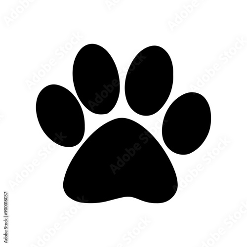 Dog paw print clip art design on plain white transparent isolated background for card, shirt, hoodie, sweatshirt, apparel, card, tag, mug, icon, poster or badge