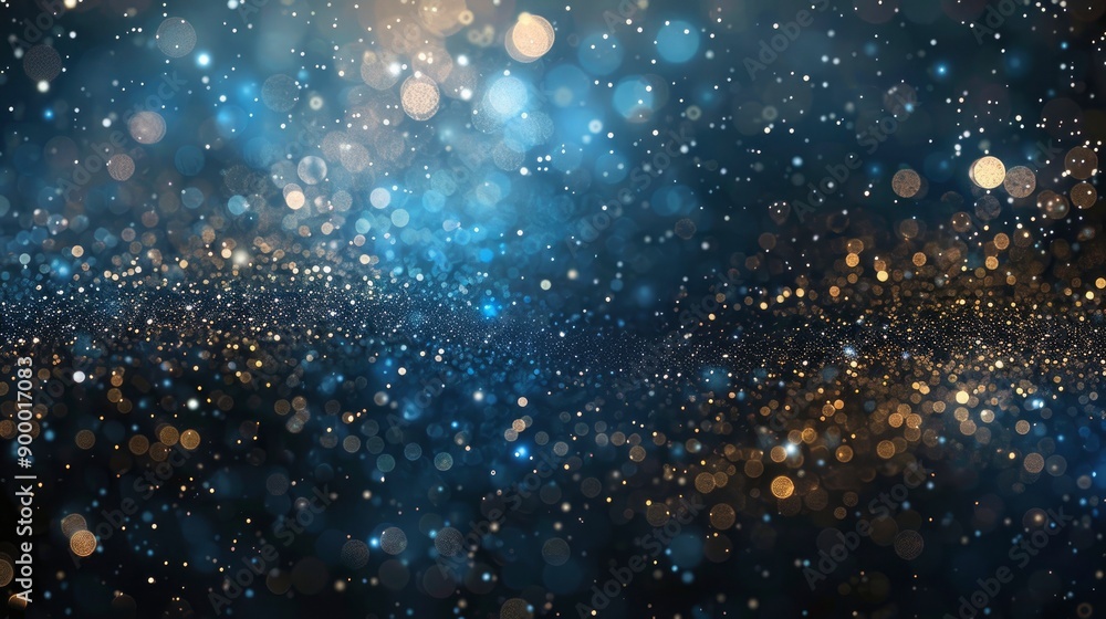 Obraz premium background of abstract glitter lights. blue, gold and black. de focused. banner - generative ai