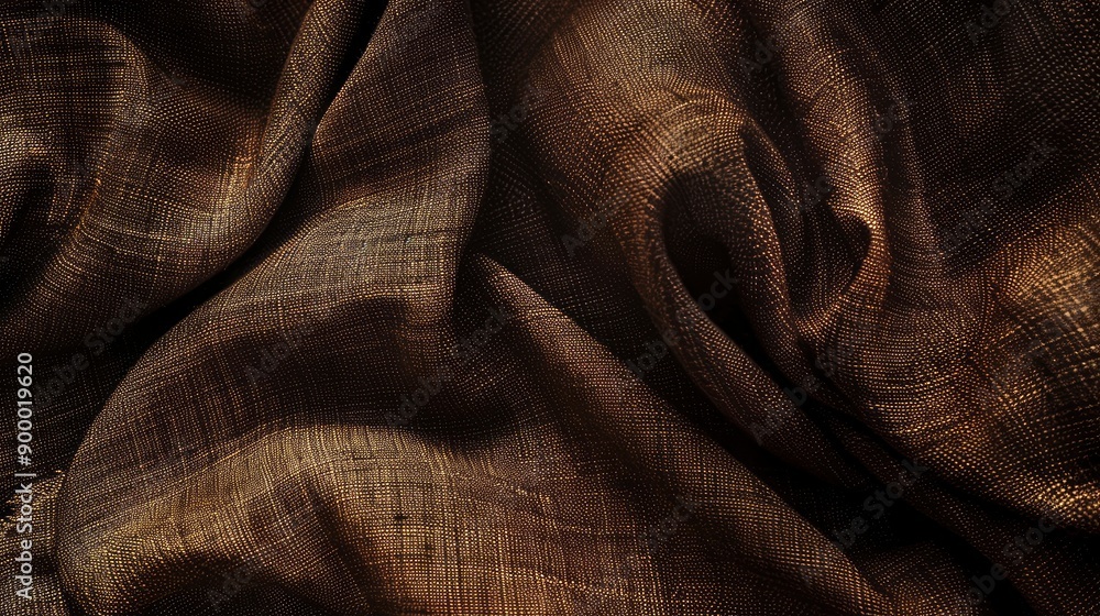 Fototapeta premium Dark brown fabric texture material fabric background - generative ai