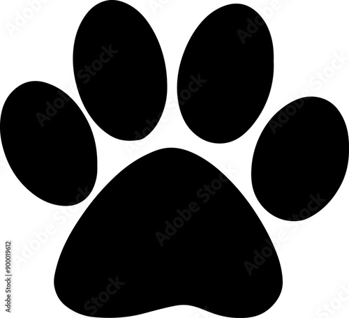 Dog paw print clip art design on plain white transparent isolated background for card, shirt, hoodie, sweatshirt, apparel, card, tag, mug, icon, poster or badge