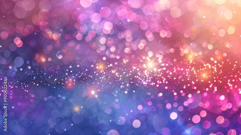 Glittering gradient background with hologram effect and magic lights. Holographic abstract fantasy backdrop with fairy sparkles, gold stars and festive blurs - generative ai Glittering gradient background with hologram effect and magic lights. Holographic abstract fantasy backdrop with fairy sparkles, gold stars and festive blurs - generative ai