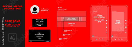 Business Social Media Marketing Layouts. Safe Zone and Size Guide for post content