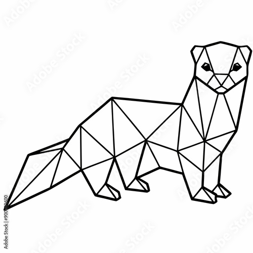 Geometric weasel illustration in minimalist line art style  