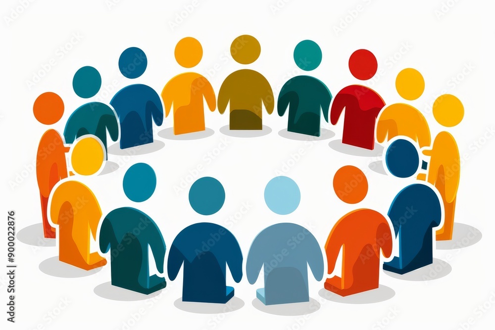 Illustration of human figures forming a circle collaborative and united theme vibrant and dynamic visual Illustration of human figures forming a circle collaborative and united theme vibrant and dynamic visual