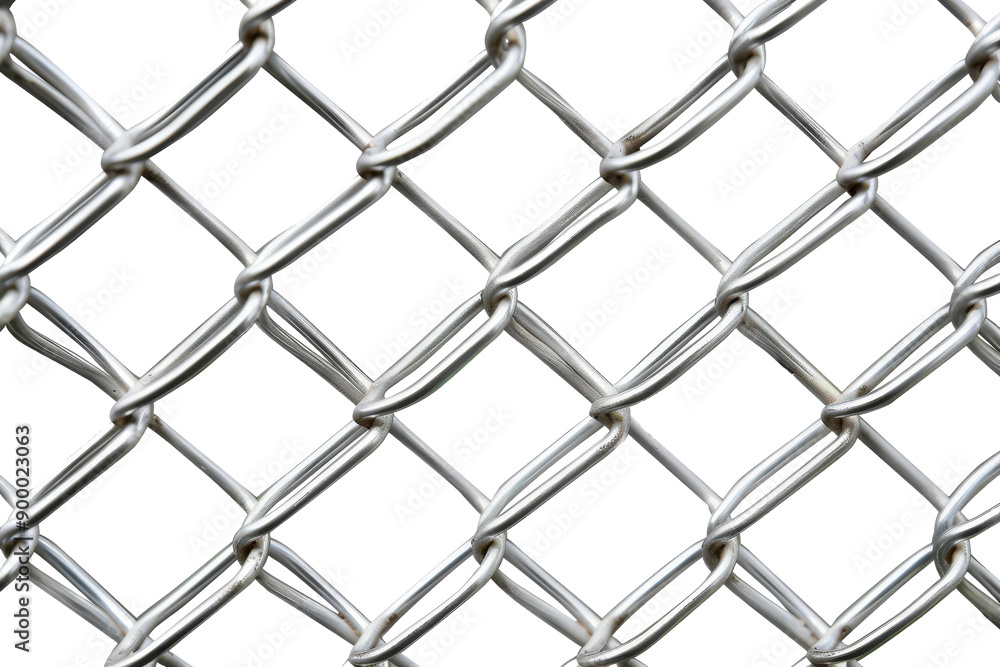 Fototapeta premium Detailed View of Metallic Chain Link Fence at Bright Sunny Day