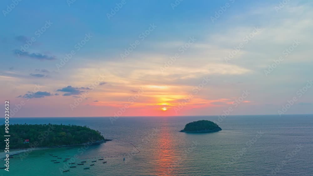 Aerial hyperlapse Scene of romantic sky cover the ocean at sunset. beautiful sky at sunset in nature and travel concept. sunset landscape Amazing light of nature cloudscape sky background. Aerial hyperlapse Scene of romantic sky cover the ocean at sunset. beautiful sky at sunset in nature and travel concept. sunset landscape Amazing light of nature cloudscape sky background.