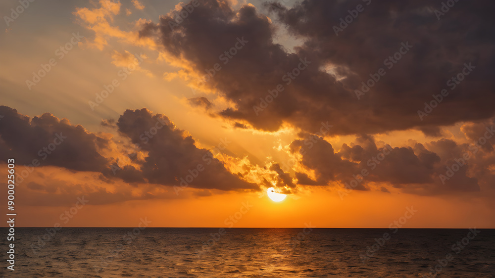 Sunset beach view. Generative AI Sunset beach view. Generative AI