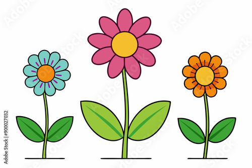 Set of flat icon coloring flower © Romana Rupa