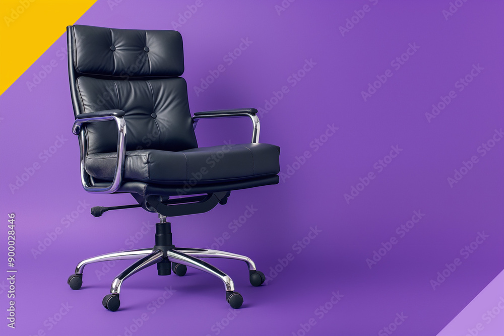 Fototapeta premium Black soft chair isolated on purple