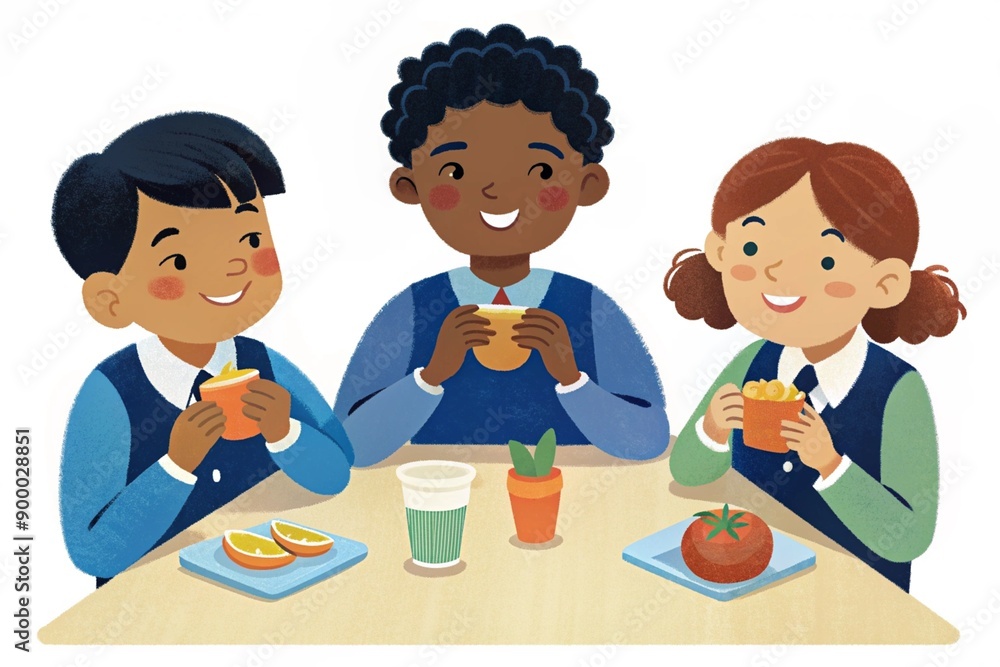 schoolchildren have lunch schoolchildren have lunch