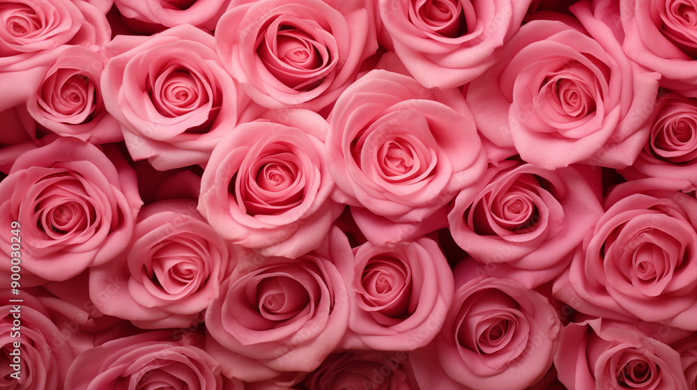 Naklejka premium Elegant Arrangement Of Vibrant Pink Roses With A Detailed Focus On Petals