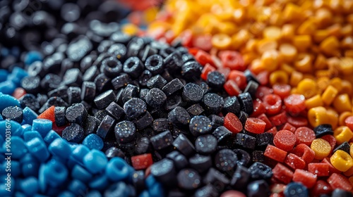 Obraz na płótnie Plastic granules different colors. Recycling concept.