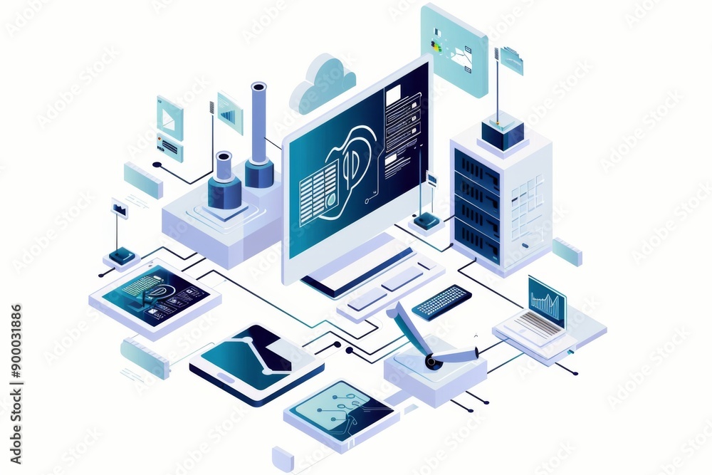 Conceptual Technology Flat Illustration created with Generative AI Conceptual Technology Flat Illustration created with Generative AI