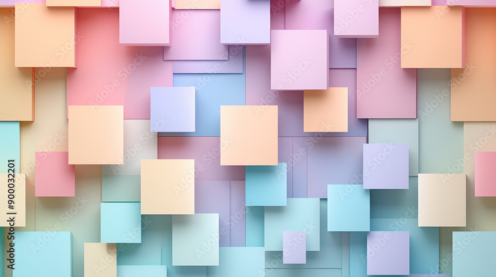 Abstract geometric pastel colored cubes background Abstract geometric pastel colored cubes background