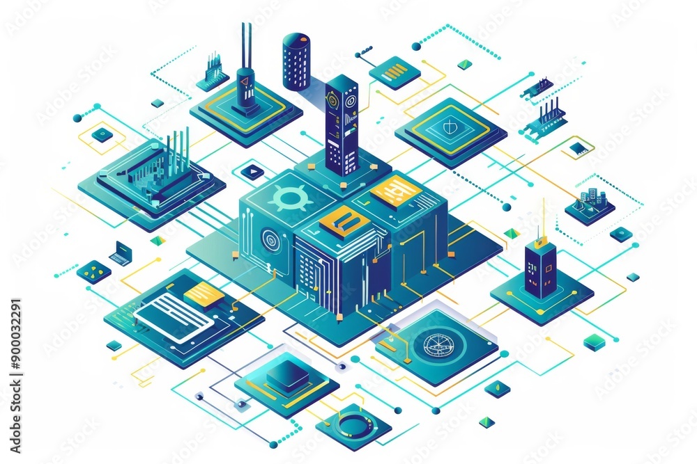 Fototapeta premium Conceptual Technology Flat Illustration created with Generative AI