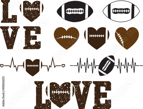 Football Bundle, Football American, Football Silhouette