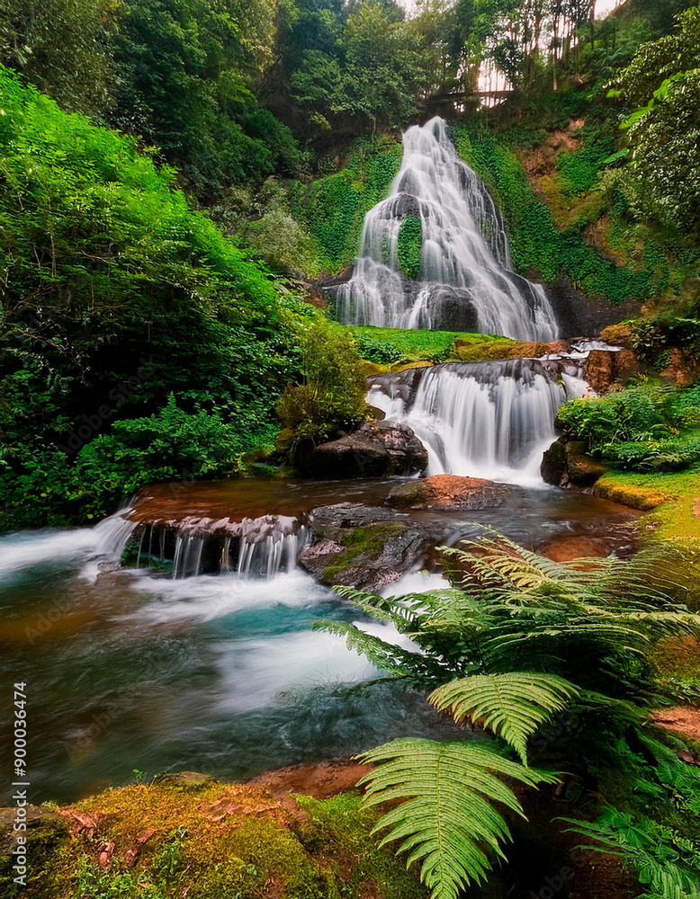 Obraz premium Hermosa cascada natural de leves caídas.