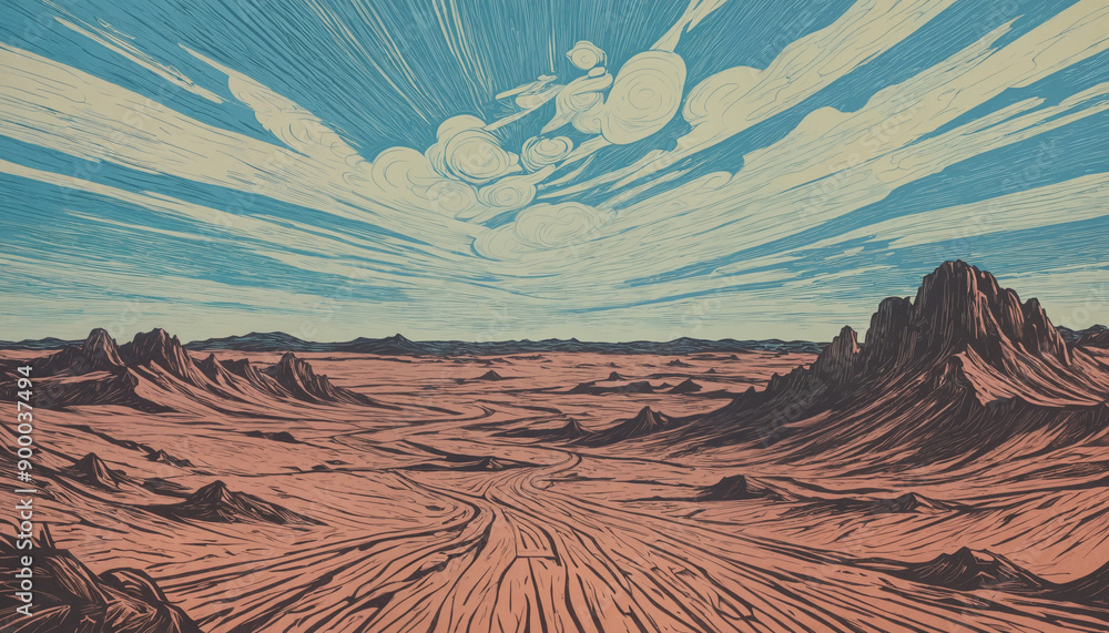 Naklejka premium atmosphere painting,alien planet,pastel colors background