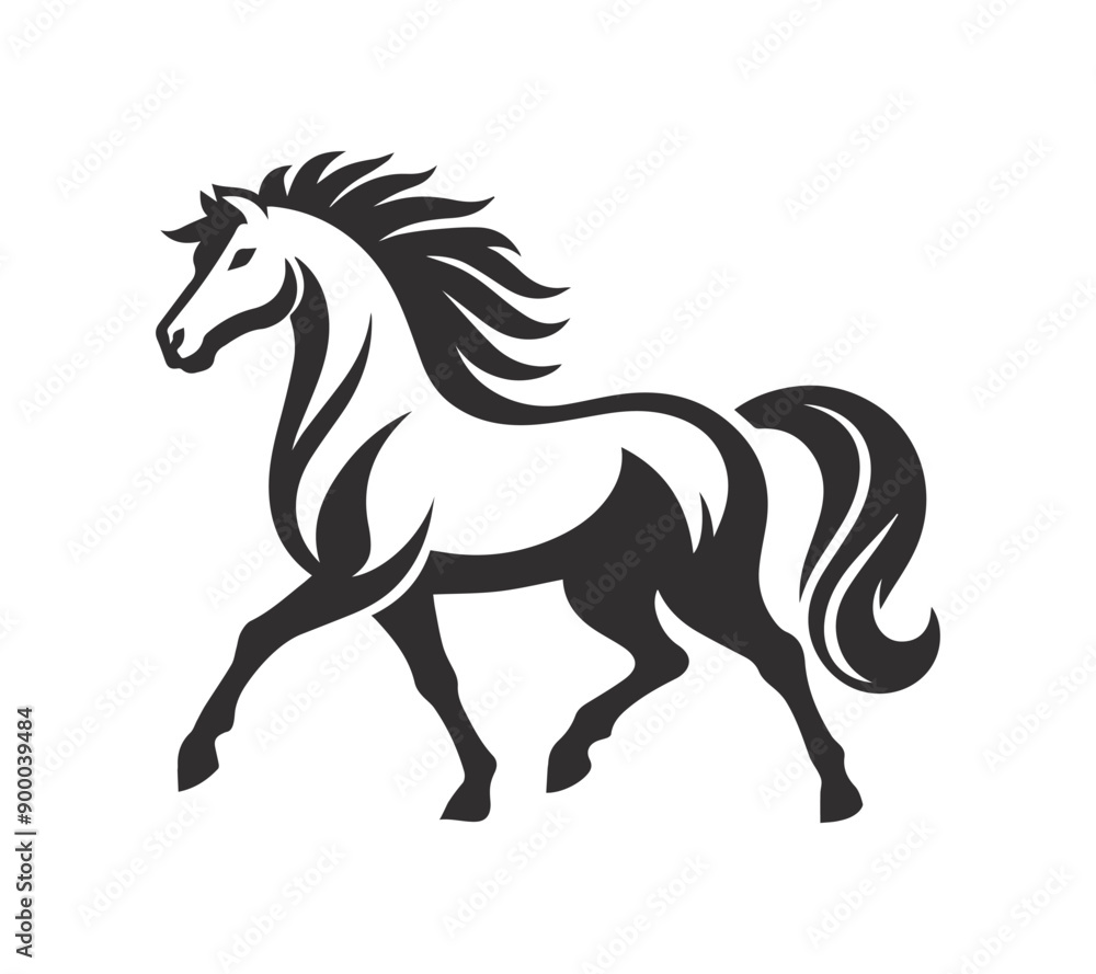 Black and White Horse , Horse head , vector illustration Black and White Horse , Horse head , vector illustration