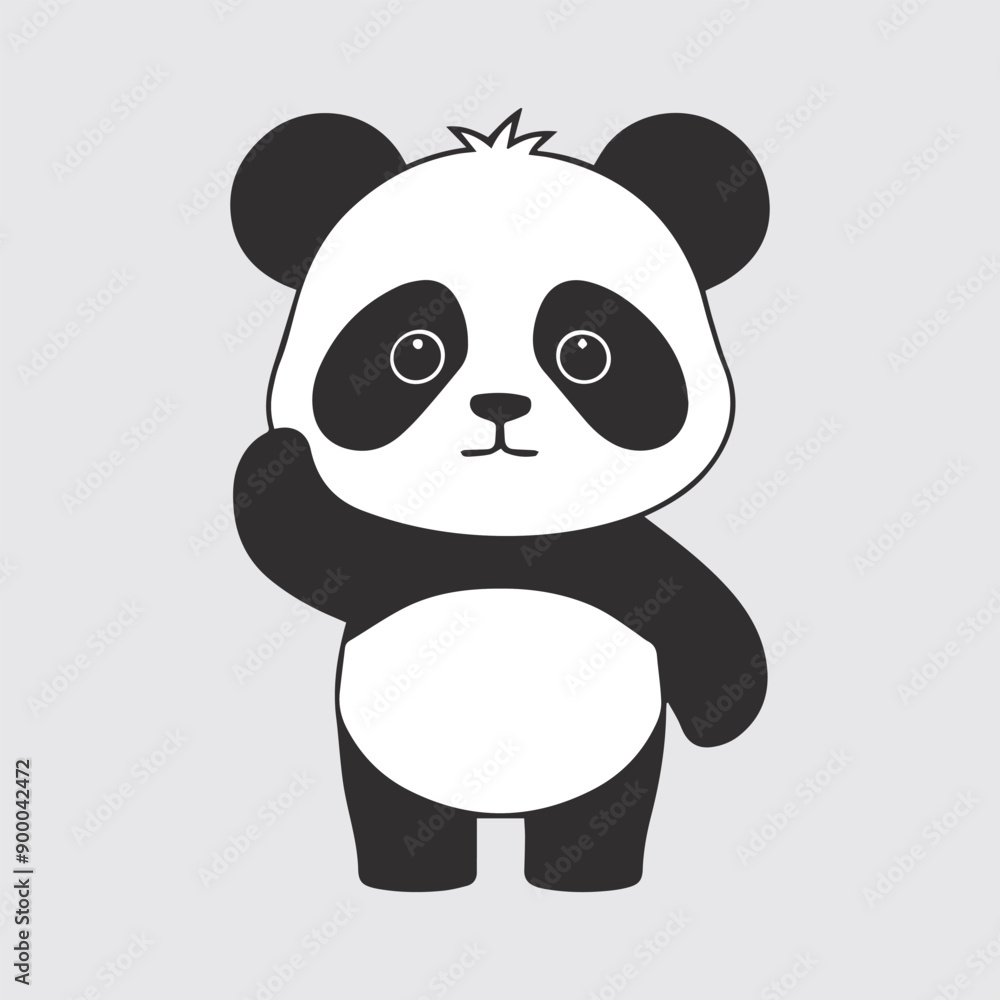 A cute panda silhouette vector illustration, A cute panda silhouette vector illustration,