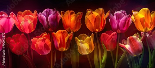 Vibrant tulip blossoms in a...