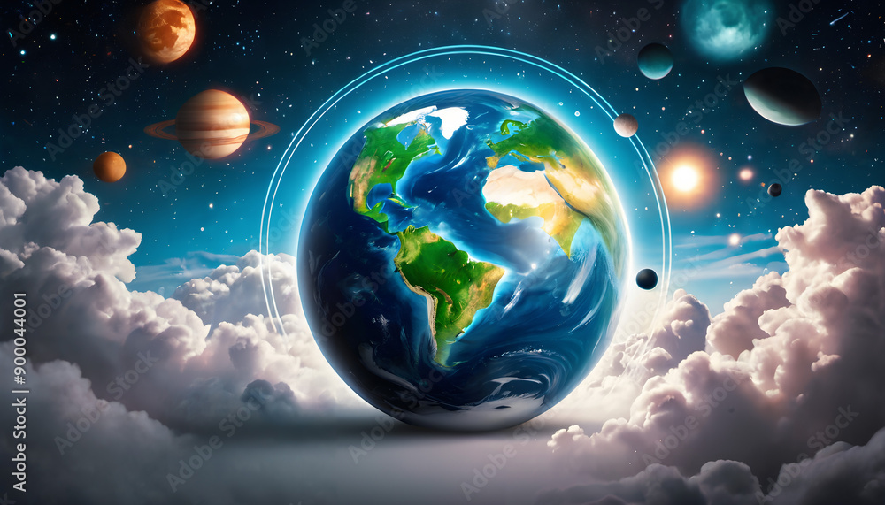 Earth Surrounded by Planets in Cosmic Space Earth Surrounded by Planets in Cosmic Space