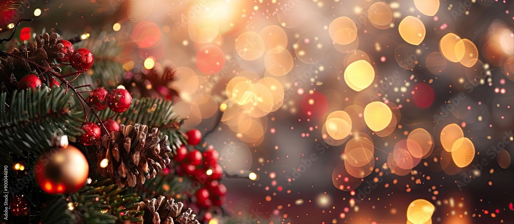 Enjoy the festive Christmas ambiance captured beautifully with a bokeh effect in this stunning copy space image Enjoy the festive Christmas ambiance captured beautifully with a bokeh effect in this stunning copy space image