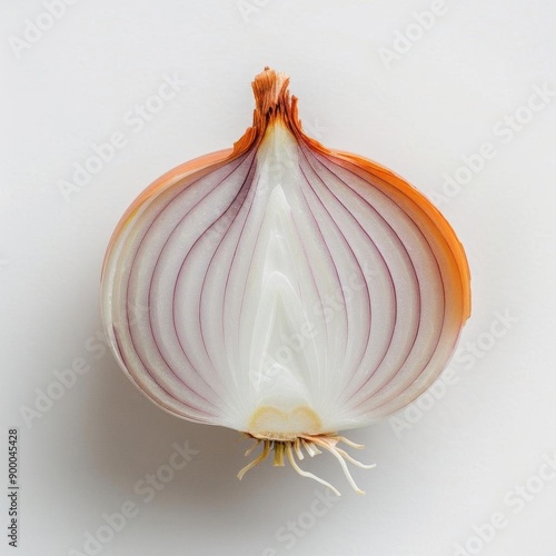 Fresh half peeled onion showcasing vibrant layers and textures, perfect for culinary presentations and food photography