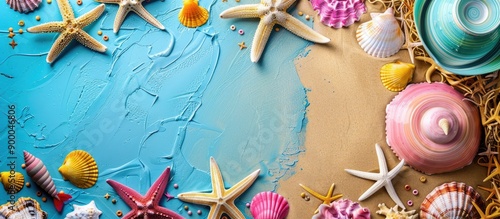Colorful beach items arrang...