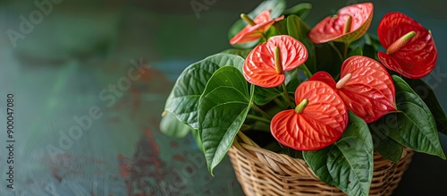 Anthurium flower in wicker ...