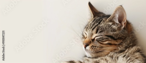 A domestic cat relaxing ind...