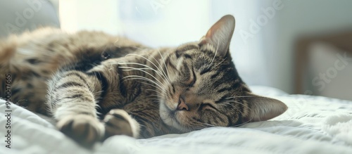 A cat is on a white surface...