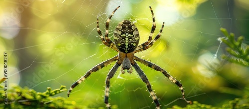 Spider spinning a web in th...