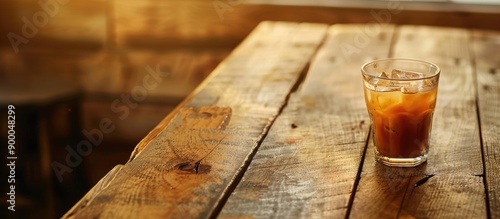 Wooden table topped with gl...