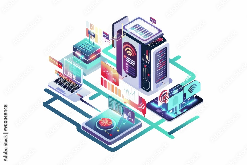 Conceptual Technology Flat Illustration created with Generative AI Conceptual Technology Flat Illustration created with Generative AI