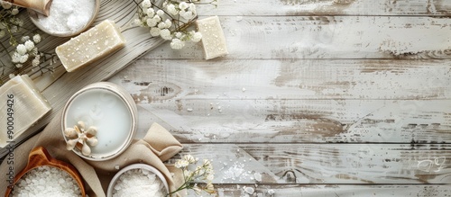White wooden table displays...