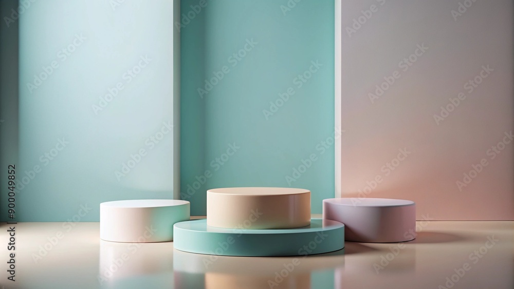 Minimalist pastel podium on a beige background. Minimalist pastel podium on a beige background.