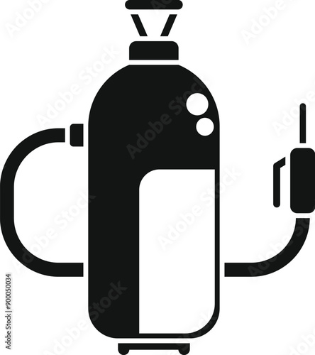 Black and white icon of an oxygen concentrator providing oxygen therapy treatment to a patient