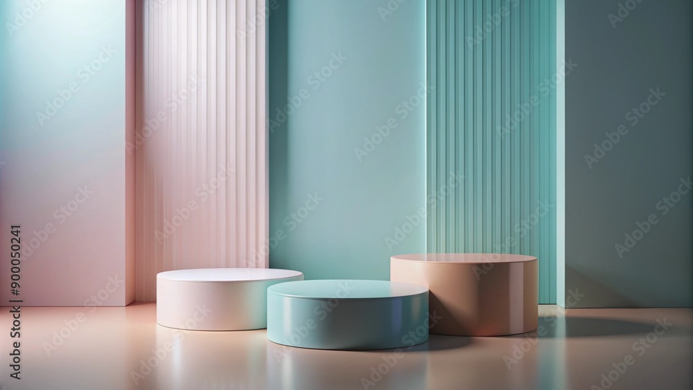 Minimalist Product Display with Pastel Cylinders. Minimalist Product Display with Pastel Cylinders.