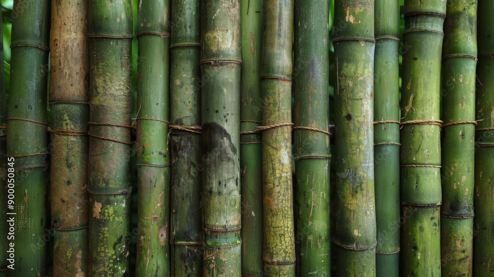 Natural Bamboo : Vertical bamboo stalks tied together to form a natural wall Natural Bamboo : Vertical bamboo stalks tied together to form a natural wall