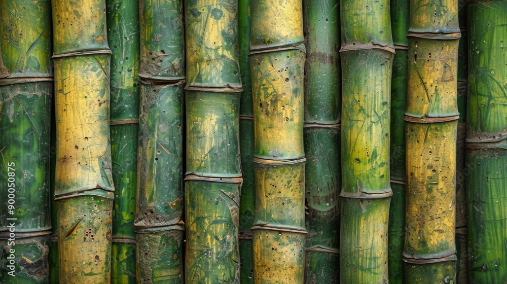 Natural Bamboo : Vertical bamboo stalks tied together to form a natural wall Natural Bamboo : Vertical bamboo stalks tied together to form a natural wall