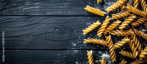 Top view of dry pasta on a ...
