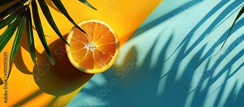 Sliced orange on vibrant ba...