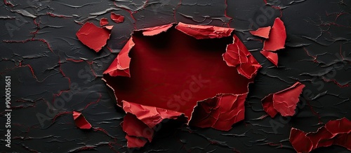 A torn red cardboard piece ...