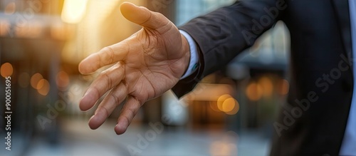 A businessman s open hand p...
