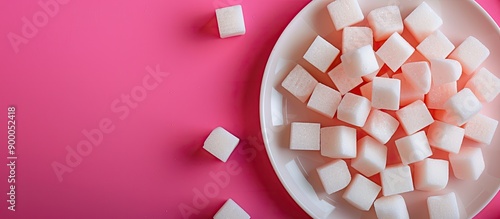 A plate of sugar cubes with...