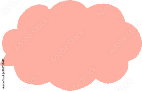 A pink speech bubble with a peach-colored outline.